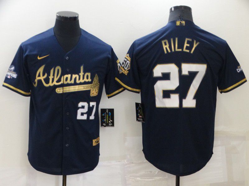 Men Atlanta Braves #27 Riley Blue Gold Game 2022 Nike MLB Jersey->atlanta braves->MLB Jersey